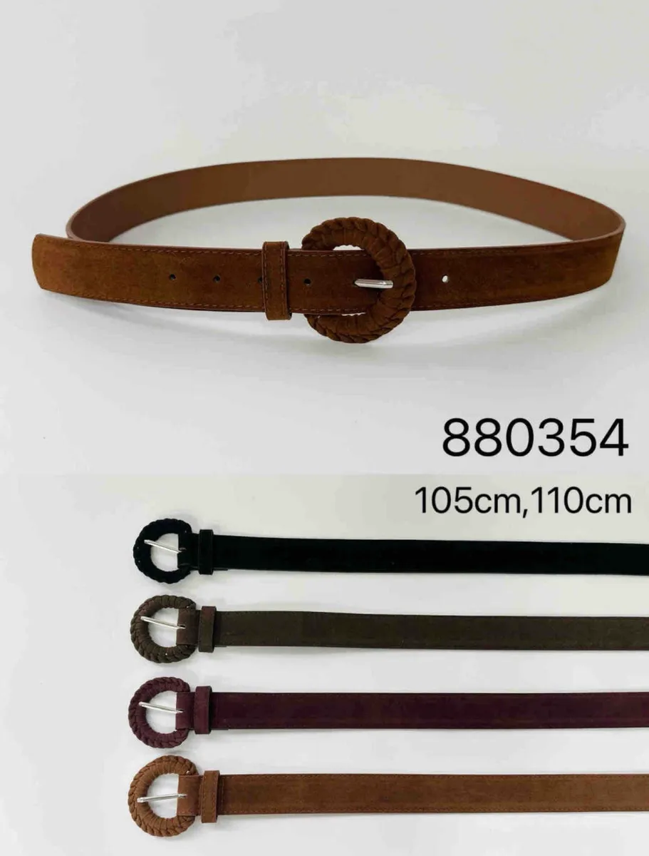 Pasek damski z okrągłą klamrą zamszowy 105-110 cm kolor mix
