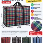 Duża torba transportowa bazarowa XXL 80x60x30 cm w kratę