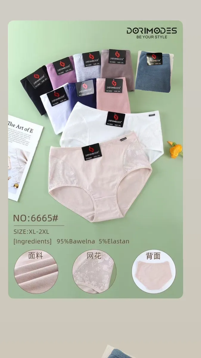 Majtki damskie Dorimodes w różnych kolorach z koronkowymi wstawkami, rozmiar XL-2XL