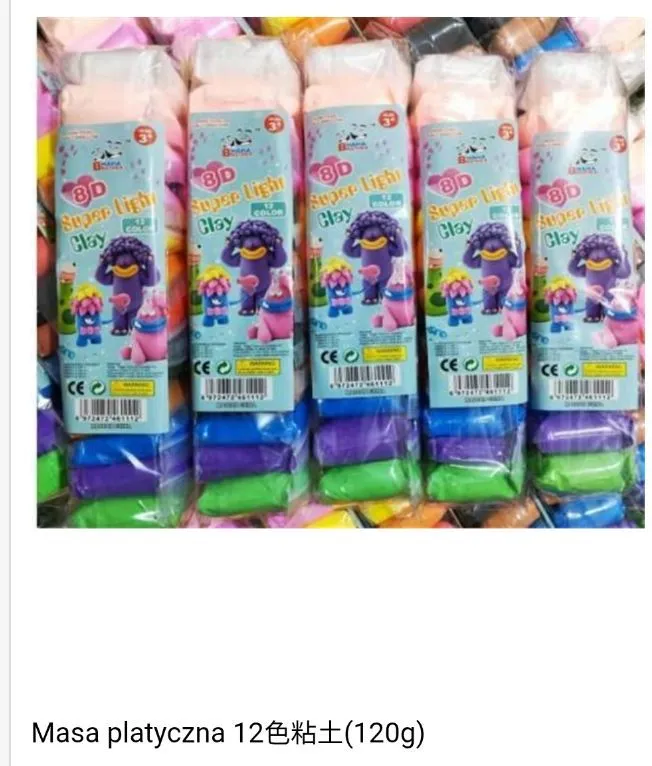 Zestaw 12 kolorowych mas plastycznych 8D super light clay w foliowym opakowaniu