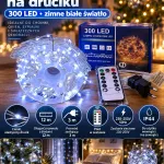Lampki choinkowe LED na druciku 300 LED 12 m zimny biały z pilotem
