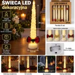 Świeca LED dekoracyjna 29 cm z kokardą, ciepłe światło