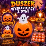Duszek wyskakujący z dyni pomarańczowy z efektem świetlnym Halloween