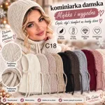 Kominiarka damska miękka dzianina modna C18 beżowa