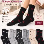 Skarpety damskie bawełniane czarne z kokardkami rozmiar 35-42