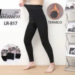 Czarne termiczne legginsy damskie LR-817 z wysokim stanem