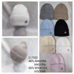 Czapka damska zimowa z angory mix kolorów miękka i ciepła