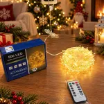 Lampki choinkowe 500 LED ciepły biały 20 m z pilotem i 8 trybami