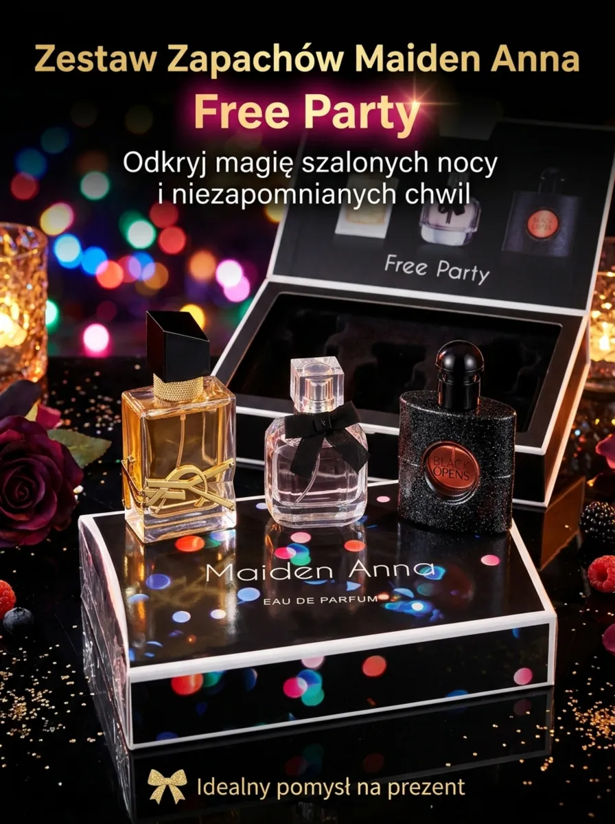 Zestaw trzech perfum Maiden Anna Free Party 3x30ml w czarnym opakowaniu prezentowym