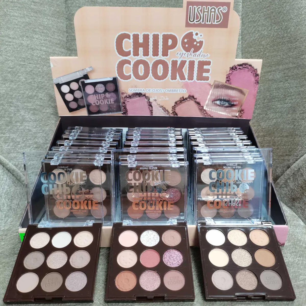 Palety cieni do powiek Chip Cookie w opakowaniach z przezroczystą pokrywką, 9 kolorów matowych i błyszczących