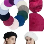 Beret damski z alpaki mix kolorów ocieplany 66.04
