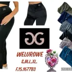 Legginsy welurowe damskie czarne S-XL z ozdobnym logo