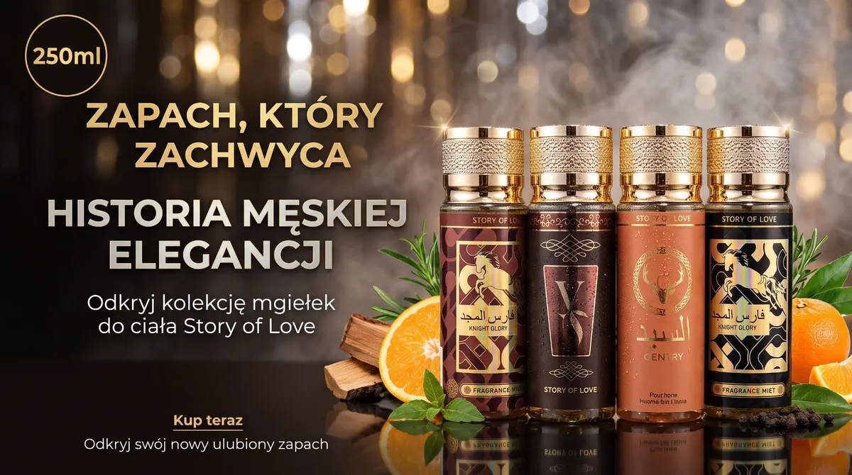 Butelki mgiełek do ciała 250ml z kolekcji Story of Love w złoto-brązowej kolorystyce
