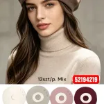 Beret damski ozdobny z kokardkami mix kolorów
