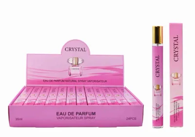 Perfumy Crystal 35ml w różowym opakowaniu z złotą nakrętką, 24 sztuki w kartonie