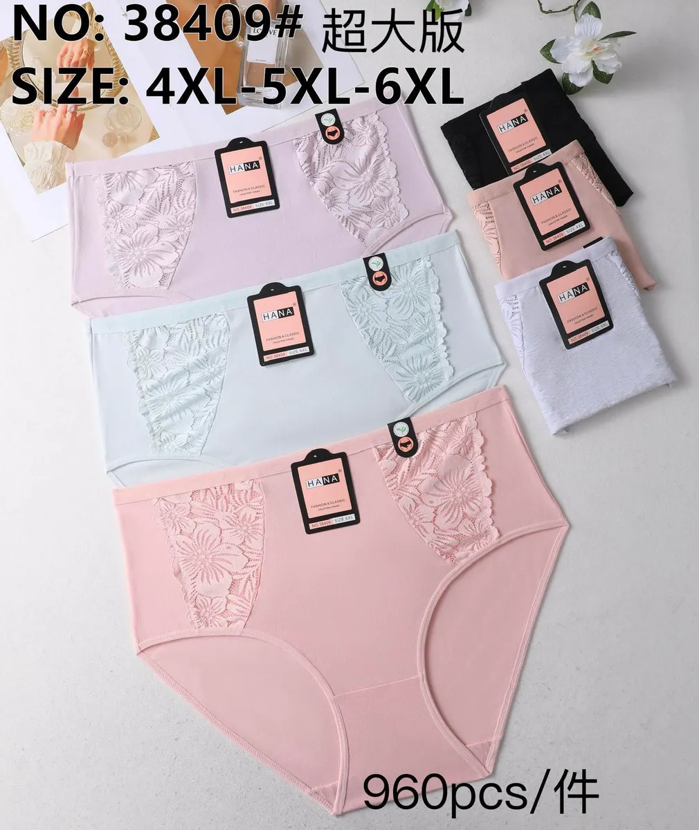 Zestaw majtek damskich HANA w rozmiarach 4XL-6XL w pastelowych i klasycznych kolorach z koronkowymi wstawkami