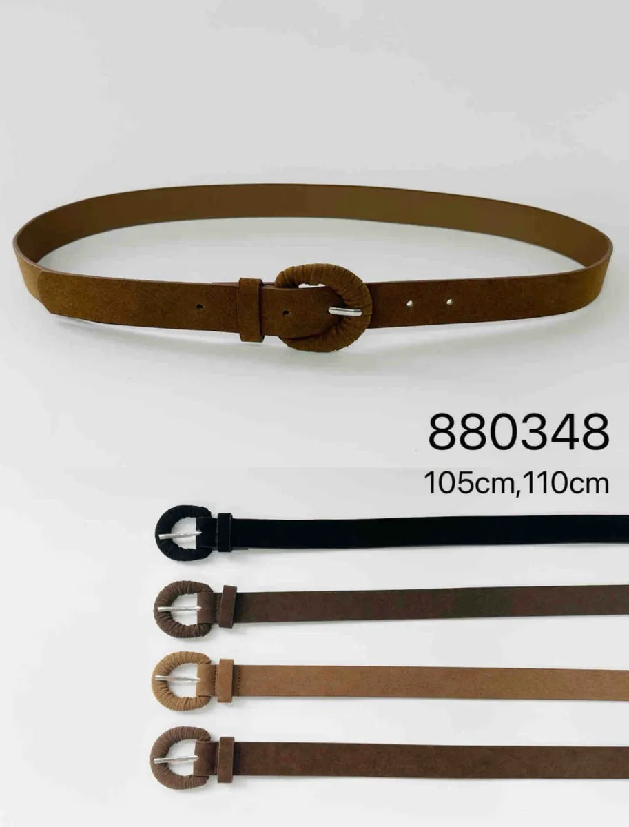 Paski damskie w różnych kolorach z okrągłą klamrą owiniętą materiałem, długość 105 i 110 cm