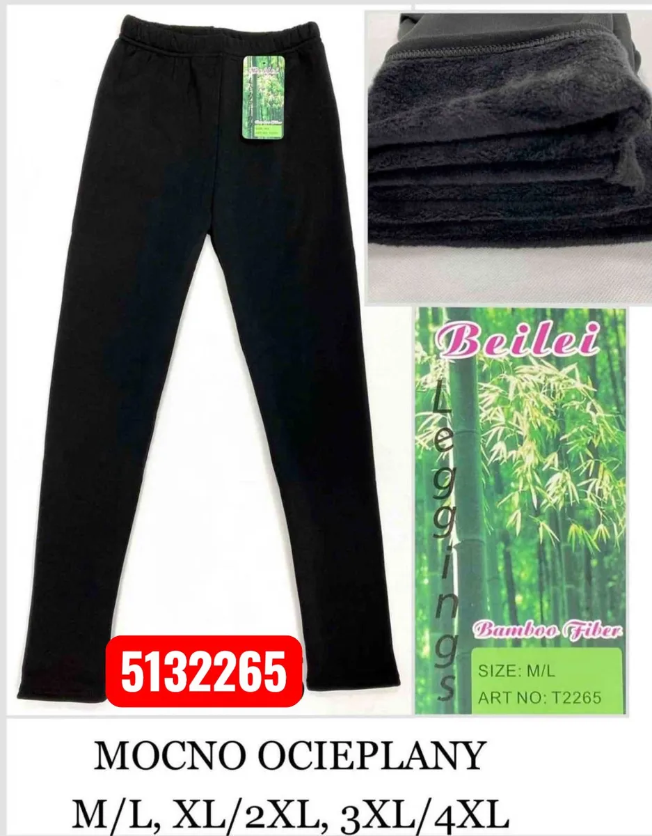 Czarne mocno ocieplane legginsy Beilei z miękkim pluszowym wnętrzem rozmiar M/L