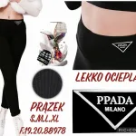 Legginsy damskie czarne lekko ocieplane prążek S-XL