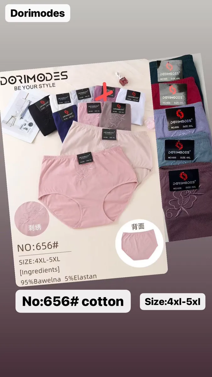 Majtki damskie Dorimodes w rozmiarach 4XL-5XL w różnych kolorach z haftem