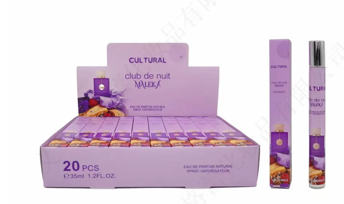 Fioletowe perfumetki Cultural Club de Nuit Maleka 35ml w kartonie zbiorczym 20 sztuk