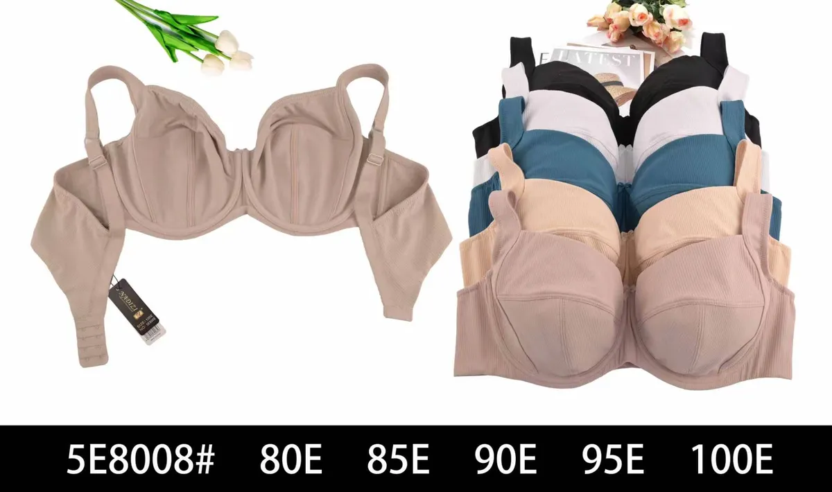 Biustonosze damskie 5E8008 w kolorach beżowym, czarnym, białym, granatowym i różowym, rozmiary 80E-100E