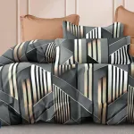 Komplet pościeli Milano 5D 160x200 satyna bawełniana czarno-beżowa