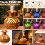 Nawilżacz powietrza LED 300 ml z kolorowym podświetleniem drewno