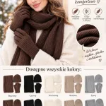 Komplet czapka, szalik i rękawiczki z wiskozy brązowy