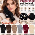 Eleganckie rękawiczki damskie z perłami i kryształkami mix kolorów