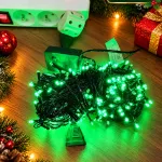 Lampki choinkowe LED zielone 300 LED 21-22 m 8 funkcji na prąd