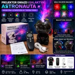Projektor Gwiazd i Mgławicy Astronauta czarny z pilotem LED
