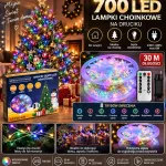 Lampki choinkowe 700 LED multikolor 30 m z pilotem na druciku
