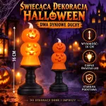 Świecąca dekoracja LED Halloween podwójna dynia 16 cm pomarańczowa