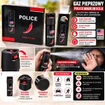 Gaz pieprzowy obronny POLICE czarny z osłoną zabezpieczającą