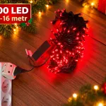 Lampki choinkowe LED czerwone 200 LED 15-16 m 8 funkcji na prąd