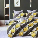 Komplet pościeli 3D 100% satyna bawełniana 200x220 cm kolor żółto-szary
