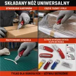 Składany nóż uniwersalny czerwony z wymiennym ostrzem