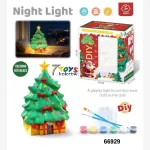 Skarbonka z lampą nocną choinka do samodzielnego malowania 21 cm