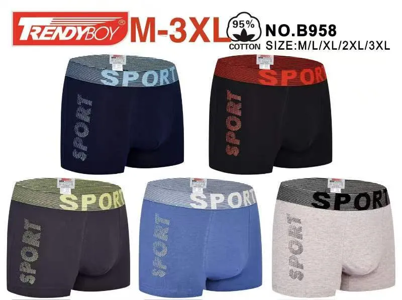 Pięć par męskich bokserek TrendyBoy SPORT w różnych kolorach i rozmiarach M-3XL