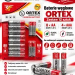 Baterie węglowe ORTEX AA + AAA zestaw 12 sztuk 1,5V