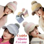 Czapka Alpaka z Pomponem Mix Pastelowych Kolorów
