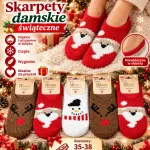 Skarpety damskie świąteczne miękkie ciepłe rozmiar 35-41