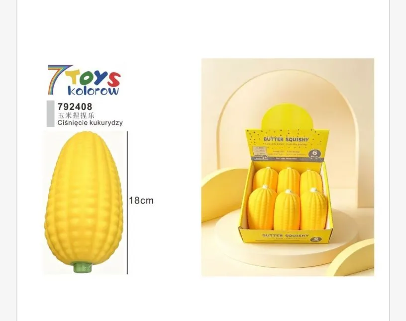żółta antystresowa zabawka w kształcie kukurydzy 18 cm, opakowanie 6 sztuk