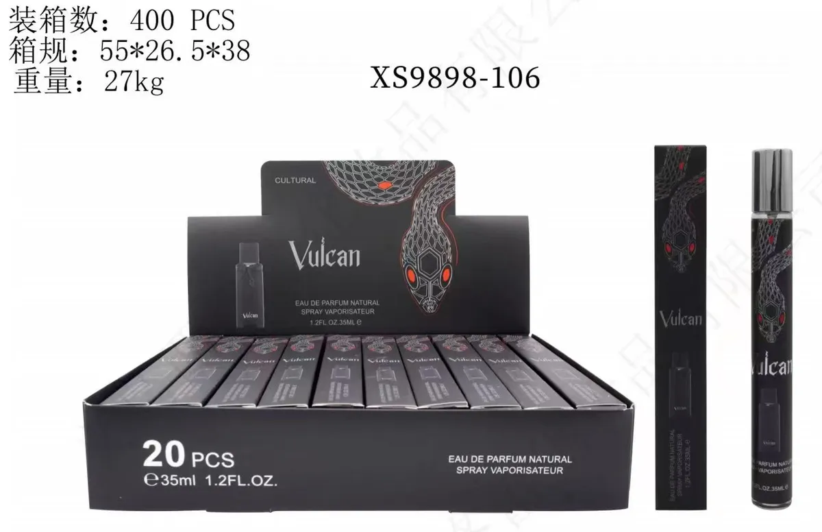 Czarne perfumetki Vulcan 35ml z motywem węża w opakowaniu zbiorczym 20 sztuk