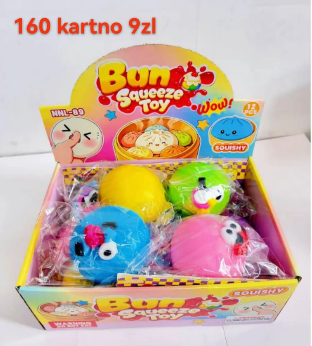 Kolorowe zabawki squeeze toys gniotki antystresowe w opakowaniu kartonowym 12 szt