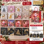 Torby prezentowe świąteczne mix 4 wzory 40x30x12 cm różne kolory