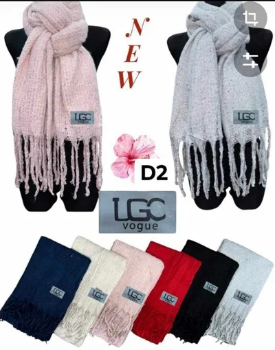 Zestaw szalików LGC Vogue w pastelowych i klasycznych kolorach z frędzlami i naszywką