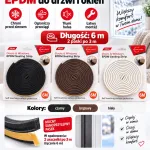 Uszczelka samoprzylepna EPDM do drzwi i okien 6 m czarna/brązowa/biała