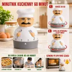Minutnik kuchenny 60 minut Kucharz biało-szary z dzwonkiem
